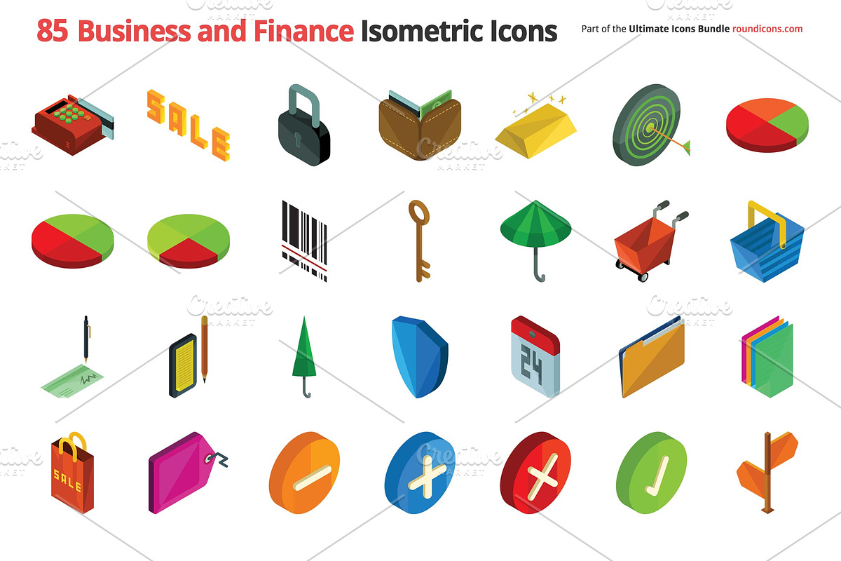 85 Business Isometric Icons, an Icon by Vectopus.com