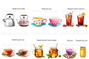 Tea Clipart, Tea Cup, Vintage Teapot, an Object Illustration by BrushstrokeArtGB (Thumbnail 3 of 9)