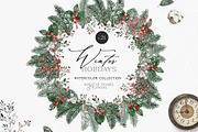 Winter Greenery Watercolor Set, an Illustration by NassyArt (Thumbnail 4 of 10)