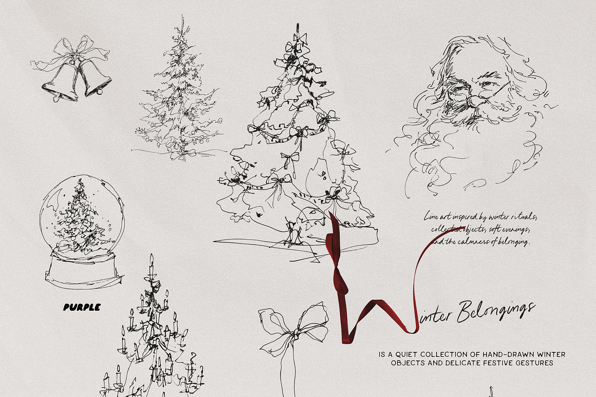 Winter Belongings: Holiday Line Art, a Seasonal Illustration by Purple (Photo 11 of 15)