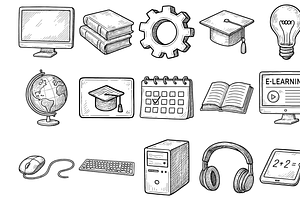 Vintage  ELearning Icon Collection, an Object Graphic by nikagraphic