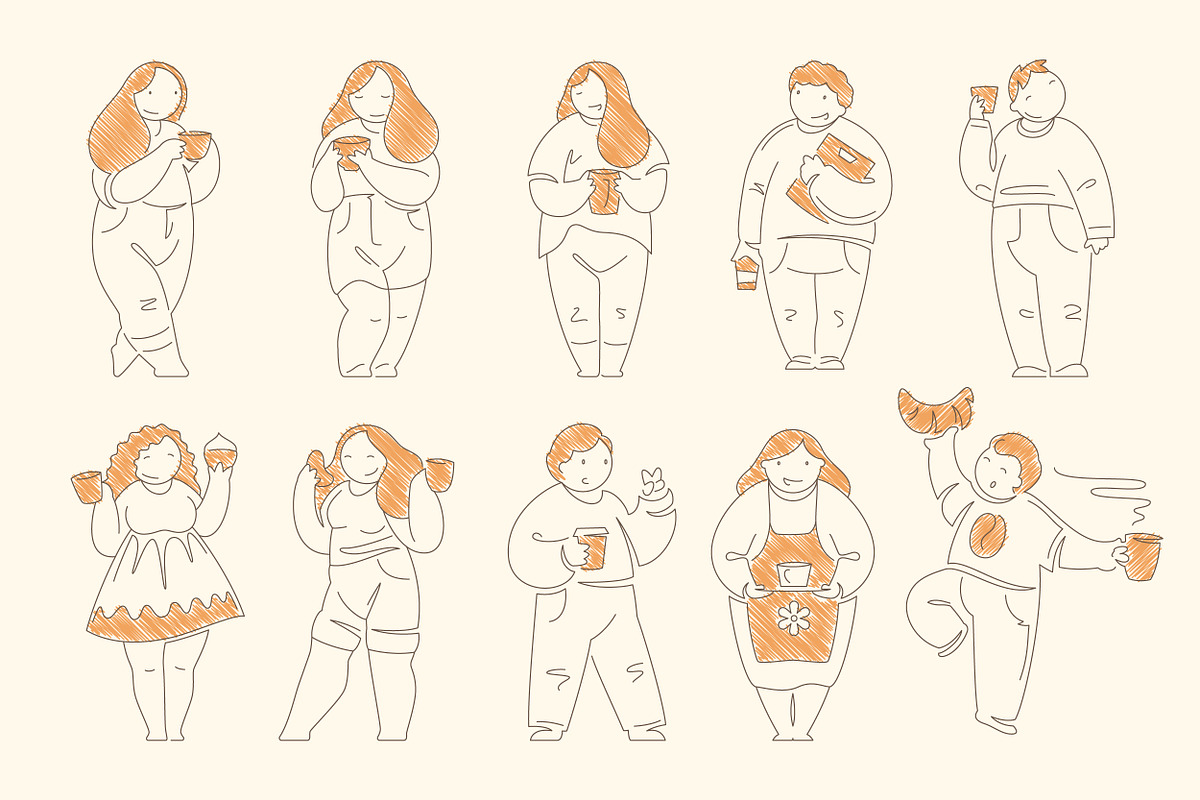 Hand-Drawn Coffee People, a Person Illustration by Vasya Kobelev (Photo 6 of 11)