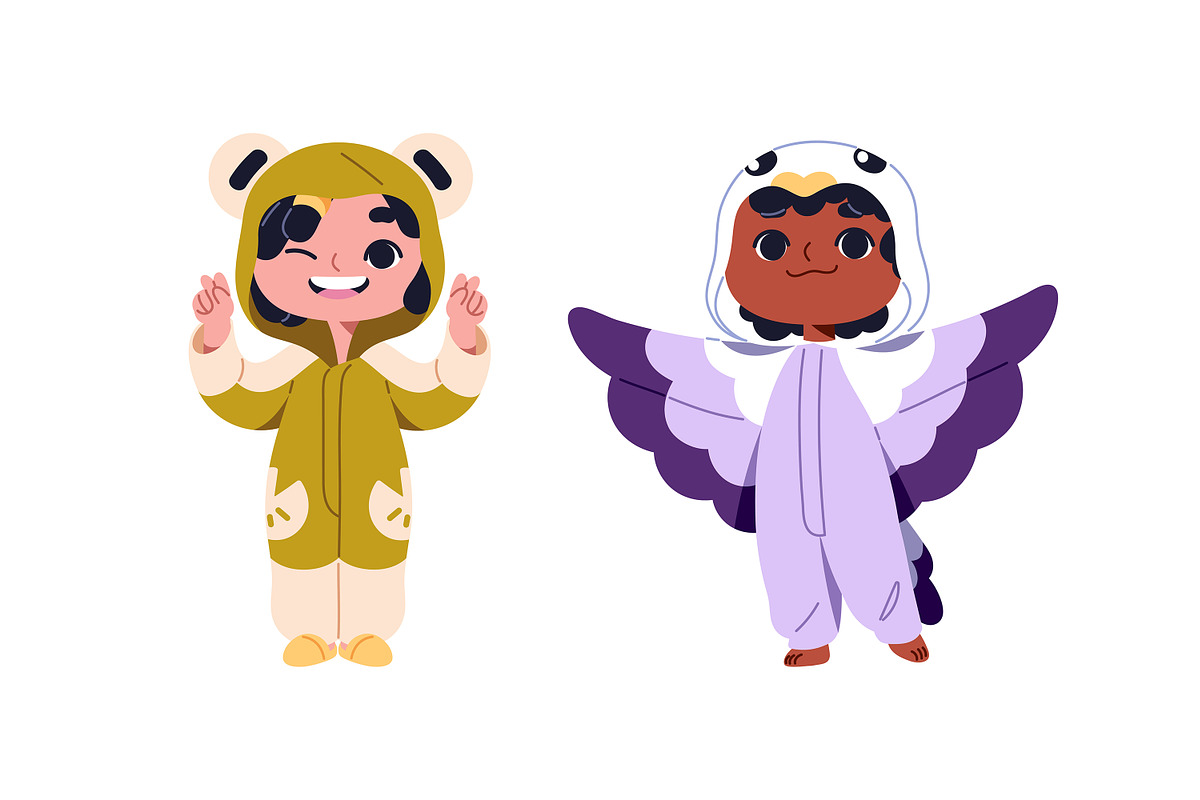 Cute children in kigurumi set, a Person Illustration by PaperTrident (Photo 2 of 6)