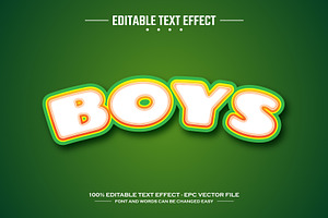 Boys 3D Editable Text Effect