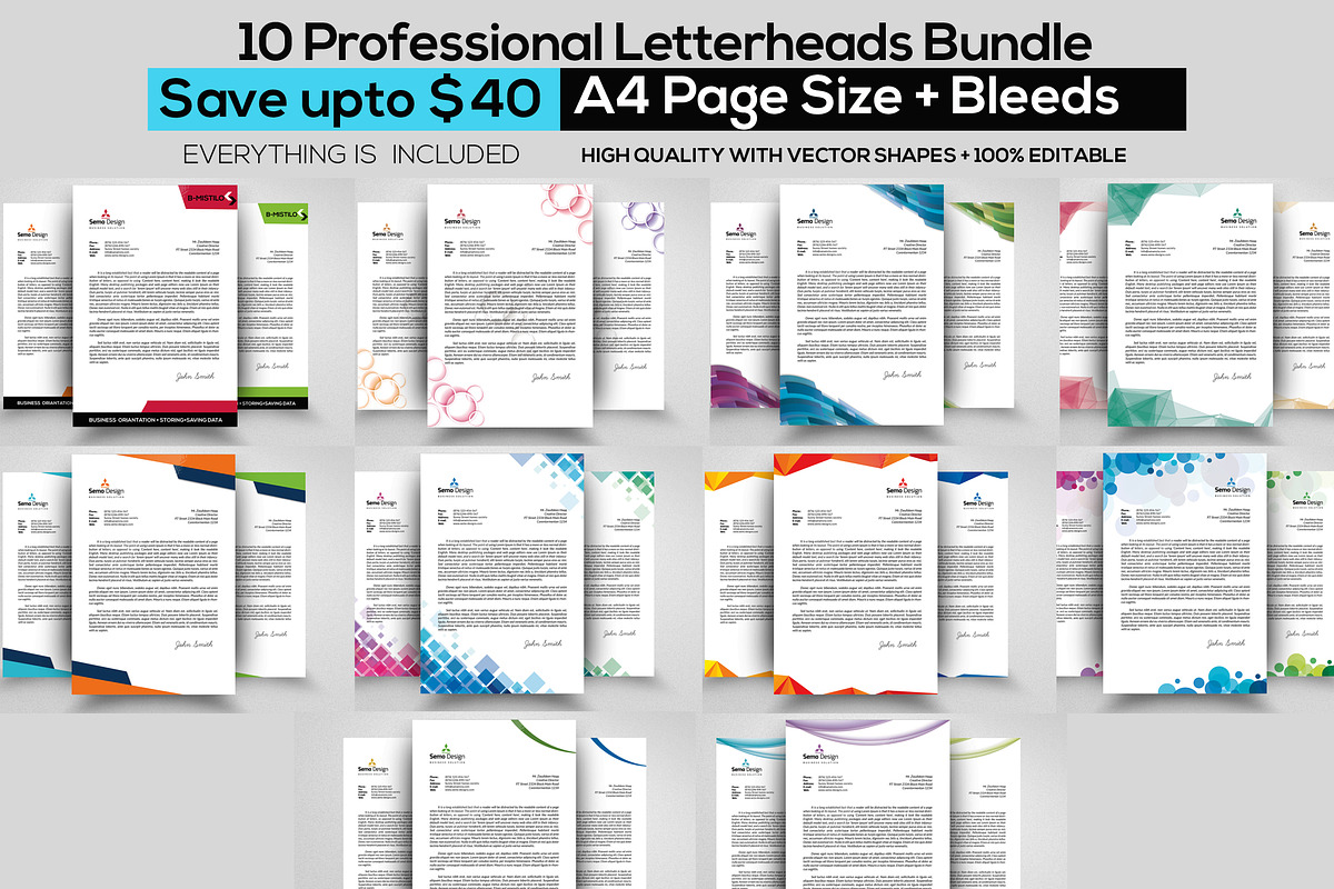 10 Business Letterhead Bundle, a Stationery Template by Business Flyers (Photo 1 of 4)