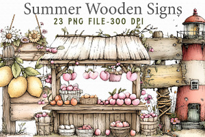 Summer Wooden Signs, a Graphic by Libby Wishes