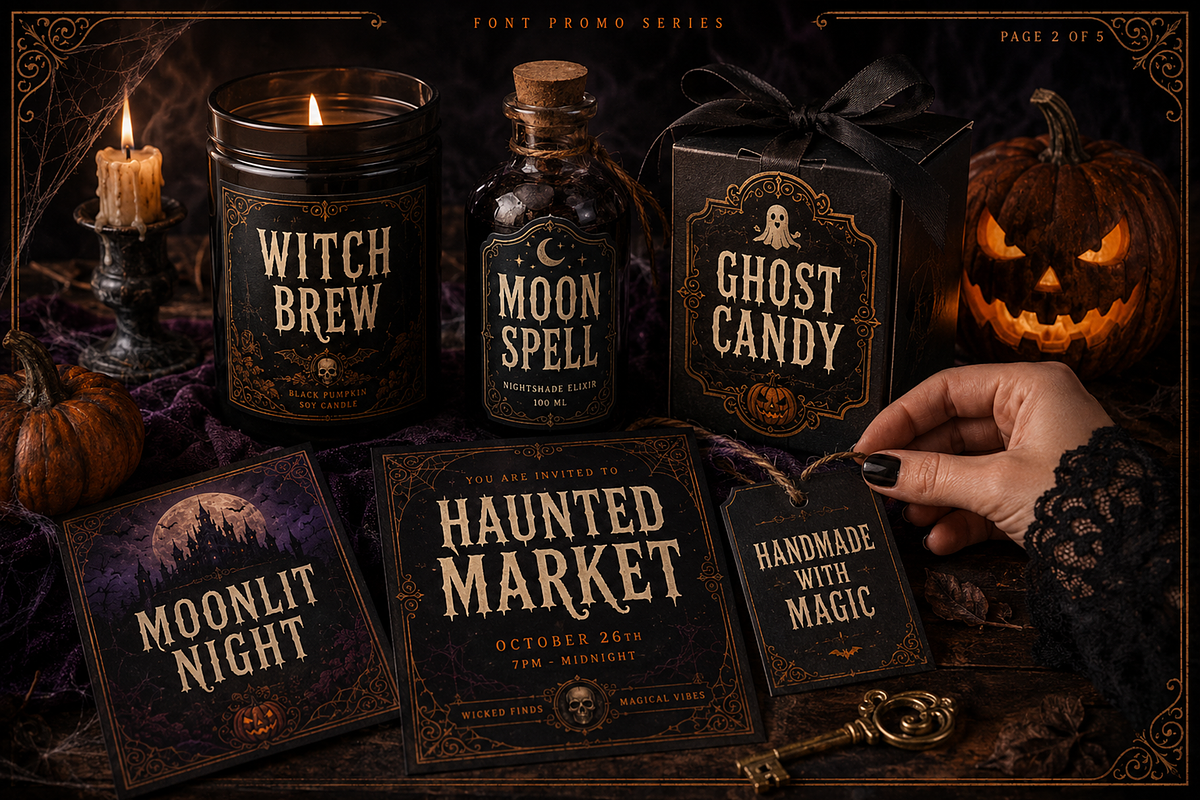 Pumpkin Ritual - Modern Halloween, a Blackletter Font by overlaytemplates (Photo 3 of 5)