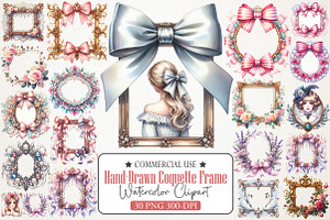 Hand-Drawn Coquette Frame Clipart, an Illustration by RobertsArt