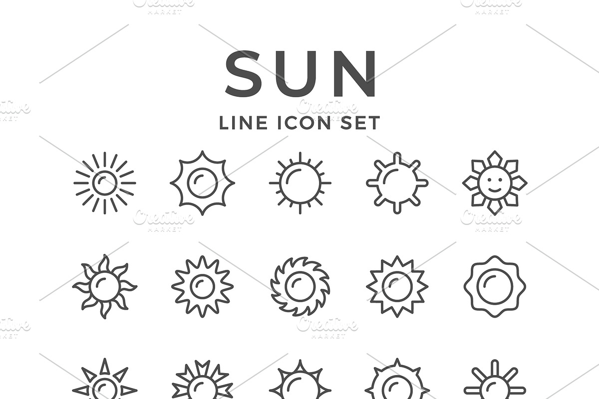 Set Line Icons of Sun, an Outline Icon by motorama (Photo 1 of 2)