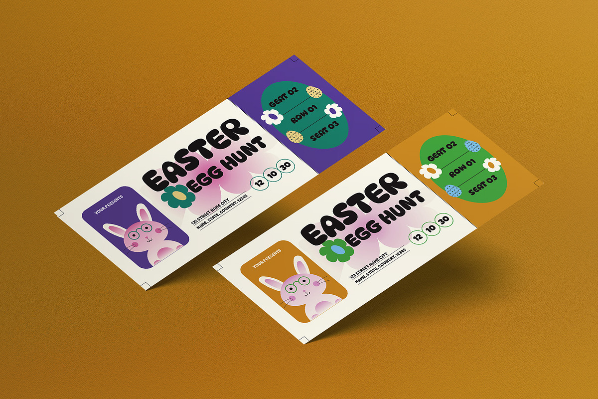 Red Purple Easter Egg Hunt Ticket, a Card Template by graphicook (Photo 1 of 3)