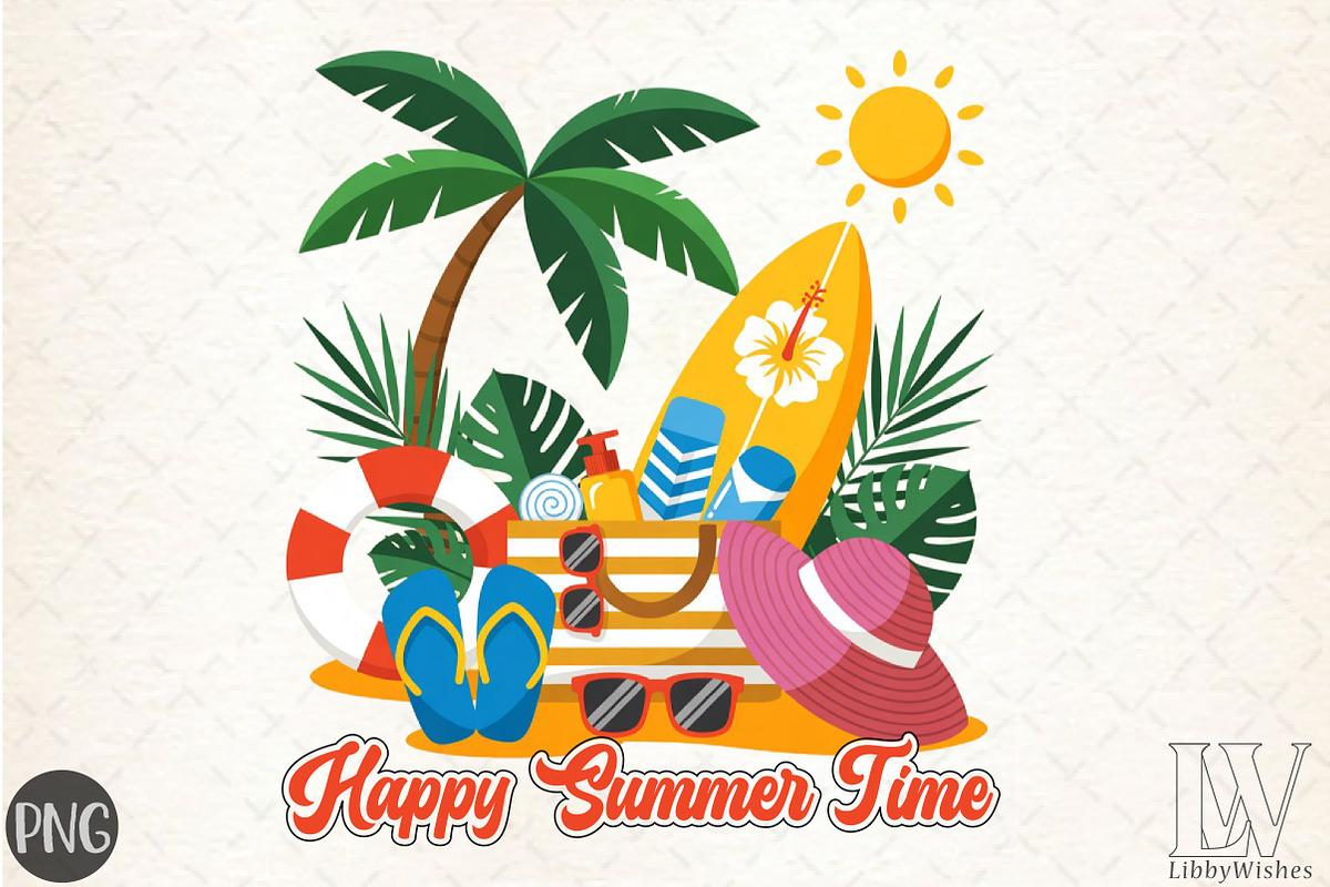 Happy Summer Time Holiday Png, an Illustration by Libby Wishes (Photo 1 of 5)