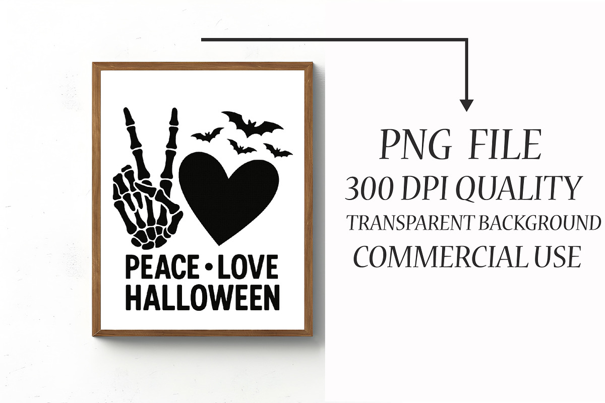 Peace Love Halloween, Skeleton Hand, an Illustration by Libby Wishes (Photo 2 of 10)