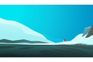 a single small house in arctic, an Illustration by IfH