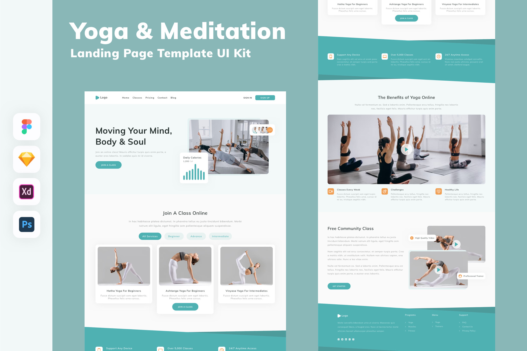 Yoga & Meditation Landing Page UI, an UI Kit Template by uicube