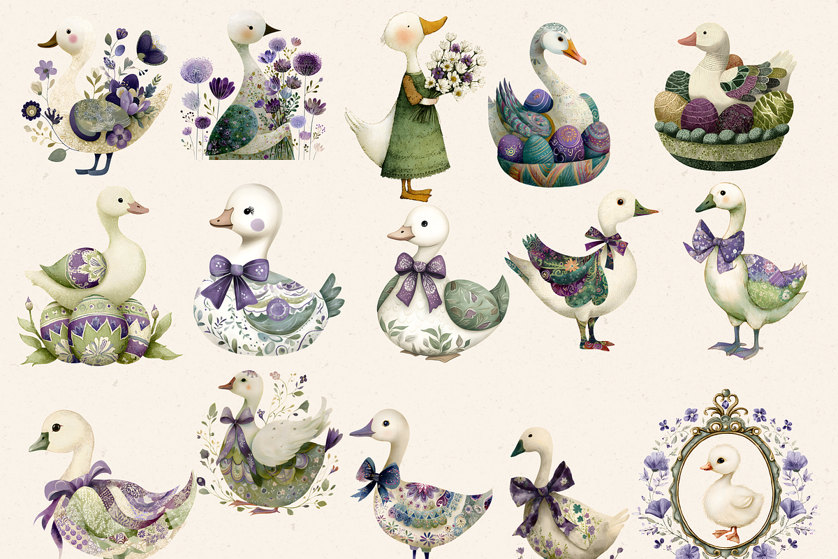 SILLY GOOSE BABY SHOWER CLIPART PACK, an Animal Illustration by Daring Digies (Photo 4 of 10)