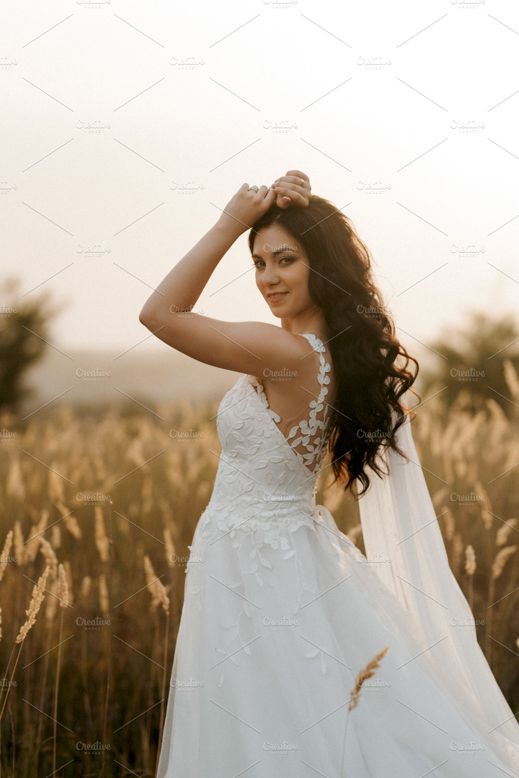 girl are walking in the green hills, a Person Photo by Weddings, People, Travel