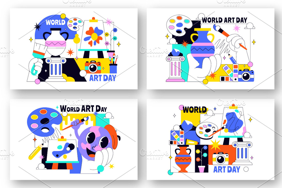 10 World Art Day Illustration, a Decorative Illustration by denayunebgt (Photo 2 of 4)