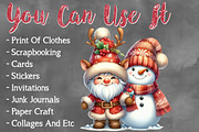 Christmas Santa With Snowman Clipart, a Seasonal Illustration by Craft Nest (Thumbnail 5 of 5)
