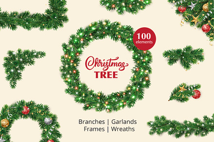Christmas tree branches and wreaths