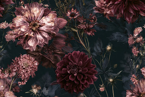 Scabiosa-Dahlia Seamless Pattern, a Pattern Graphic by Virgo Studio