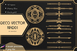 12 Deco Vector NHD 01 Procreate brus