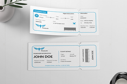 Flight Ticket Template, a Stationery Template by MightyDesign