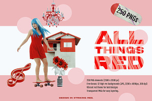 ALL THINGS RED: 250 PNG Elements