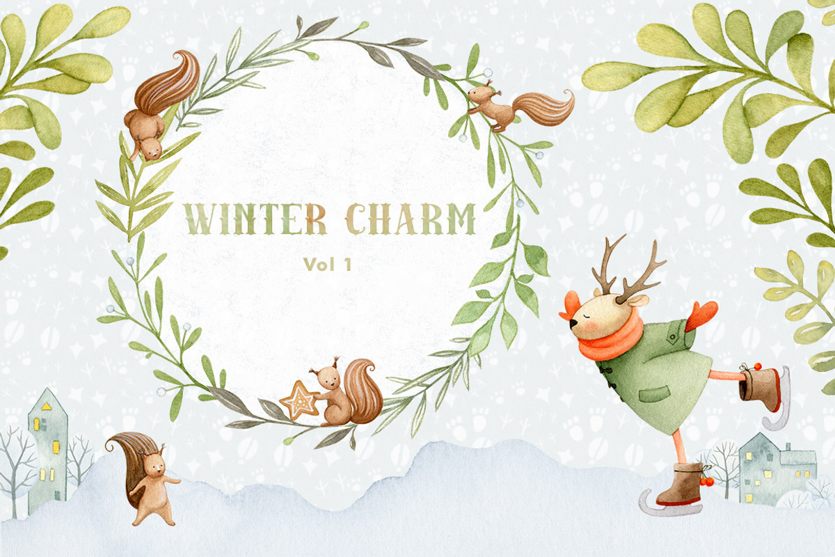 Winter Charm Vol 1 - Watercolor Deer, an Animal Illustration by Watercolor Nomads (Photo 1 of 6)
