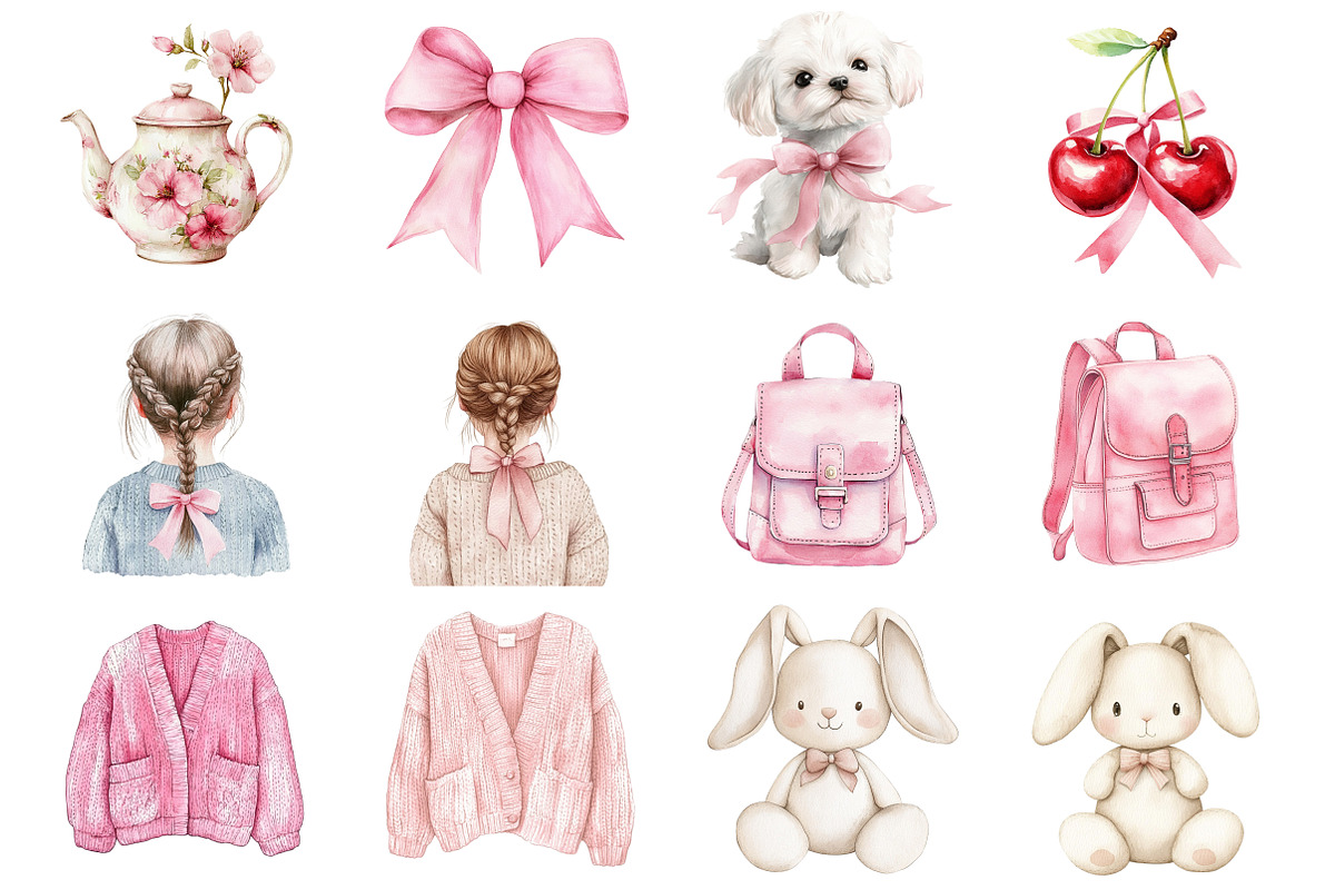 Watercolor Little Coquette Clipart, a Seasonal Illustration by CitraGraphics (Photo 4 of 7)