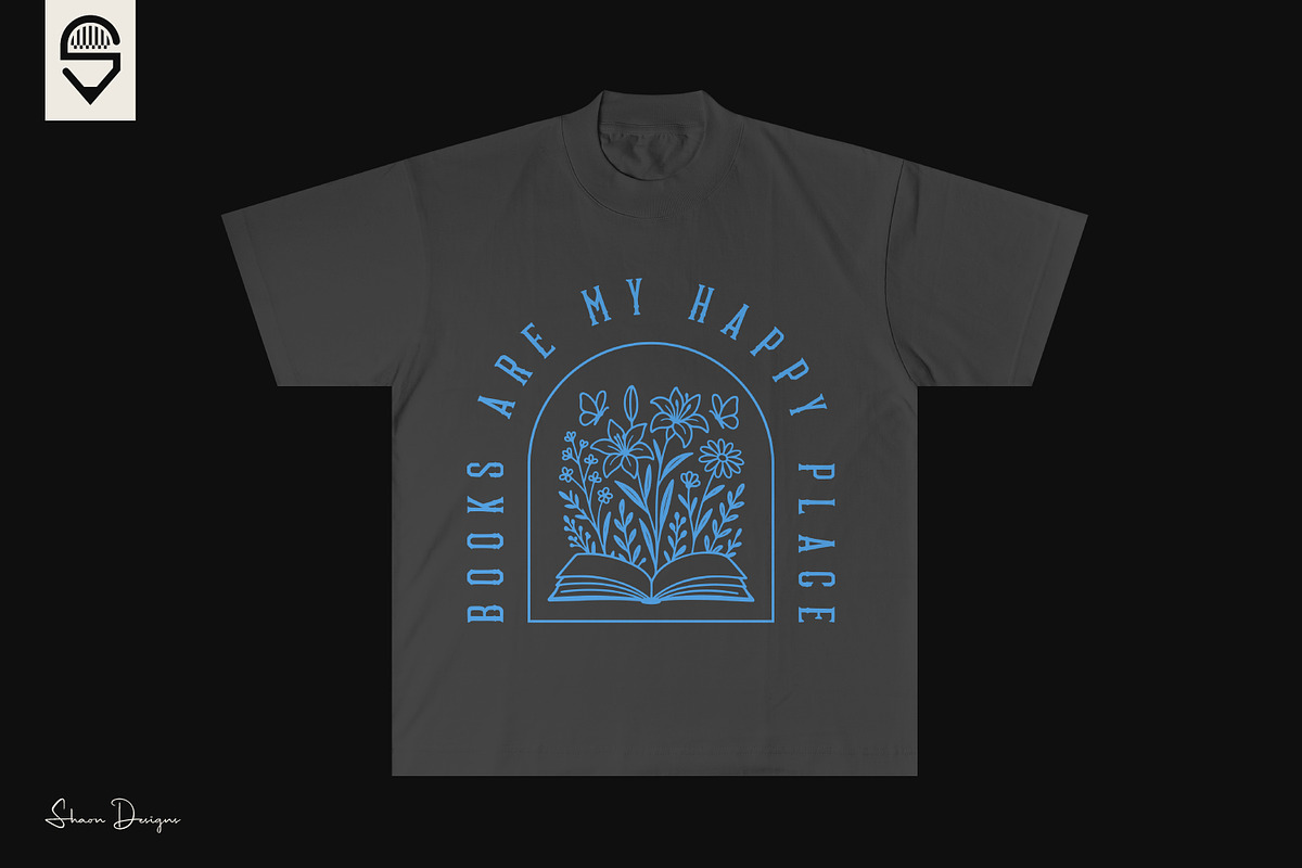 Floral Book Lover, T-shirt Design, a Graphic by shaondesigns (Photo 3 of 4)