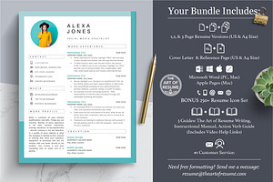 Teal Resume CV Design Photo Insert