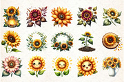 Watercolor Sunflower Sunny Day Clipa, an Illustration by Libby Wishes (Thumbnail 4 of 11)