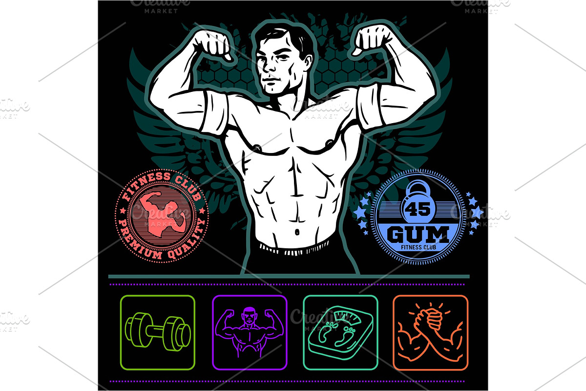 Fitness bodybuilding label for, a Food Illustration by Digital-Clipart ...