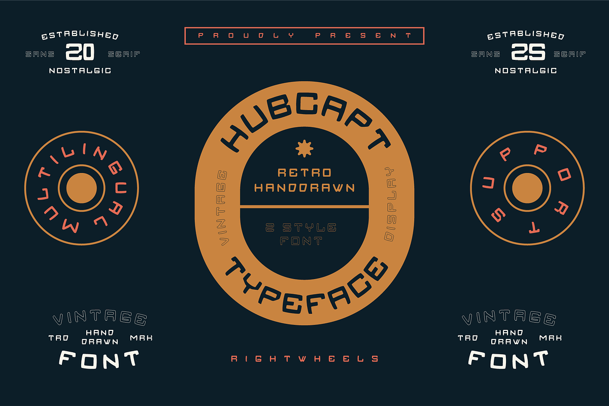 HUBCAPT - Retro Handdrawn Font, a Font by Rightwheels (Photo 1 of 10)