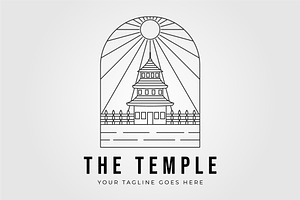 pagoda temple line art logo., a Graphic by Rizkaarishandy_shop