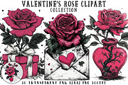 Valentine's Rose Clipart, an Illustration by OK Design (Thumbnail 1 of 6)