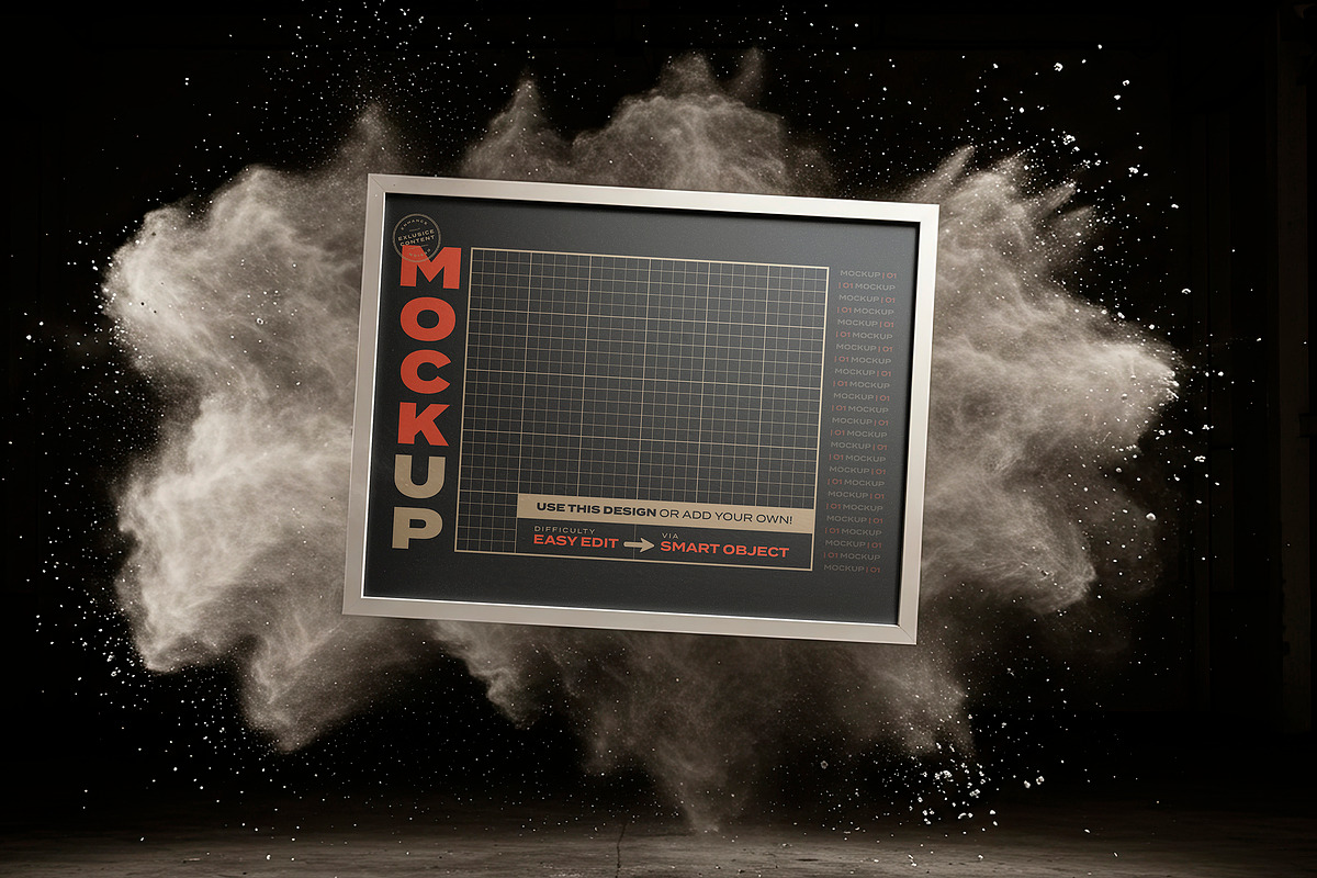 Floating Poster Mockups with Dust, a Mockup by Luuqas Design (Photo 2 of 8)