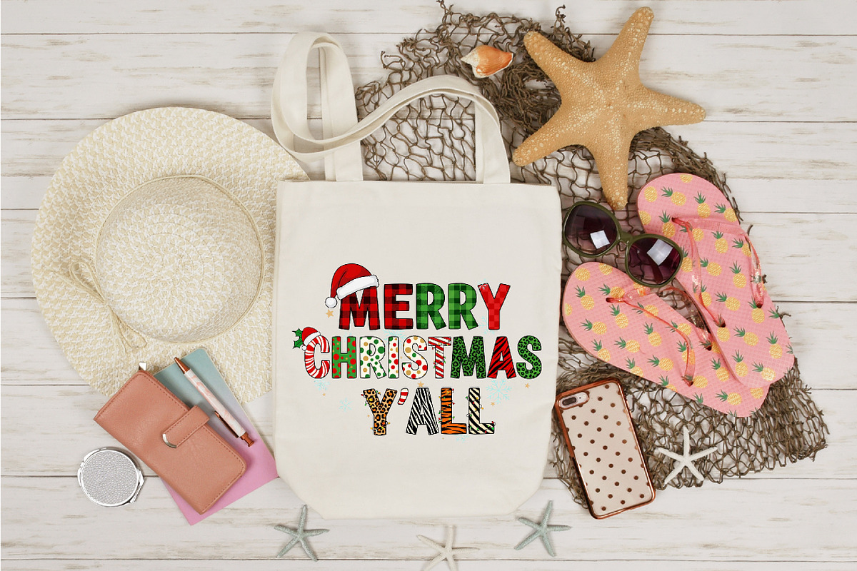 Retro Merry Christmas y'all PNG, an Illustration by Designking (Photo 4 of 4)