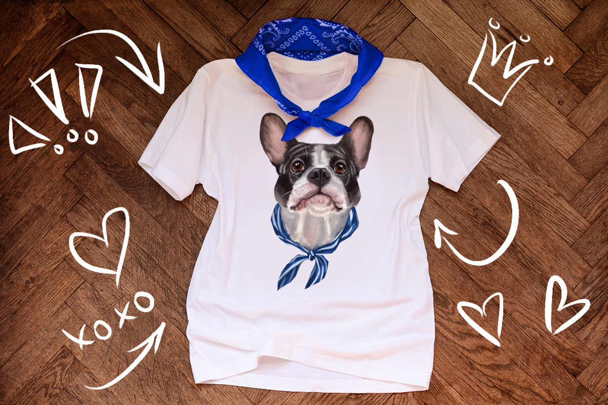 Set French Bulldog., an Animal Illustration by art_mouse (Photo 3 of 4)