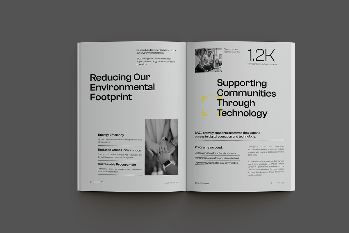 Gray Minimal ESG Impact Report, a Brochure Template by Neermana (Photo 3 of 11)