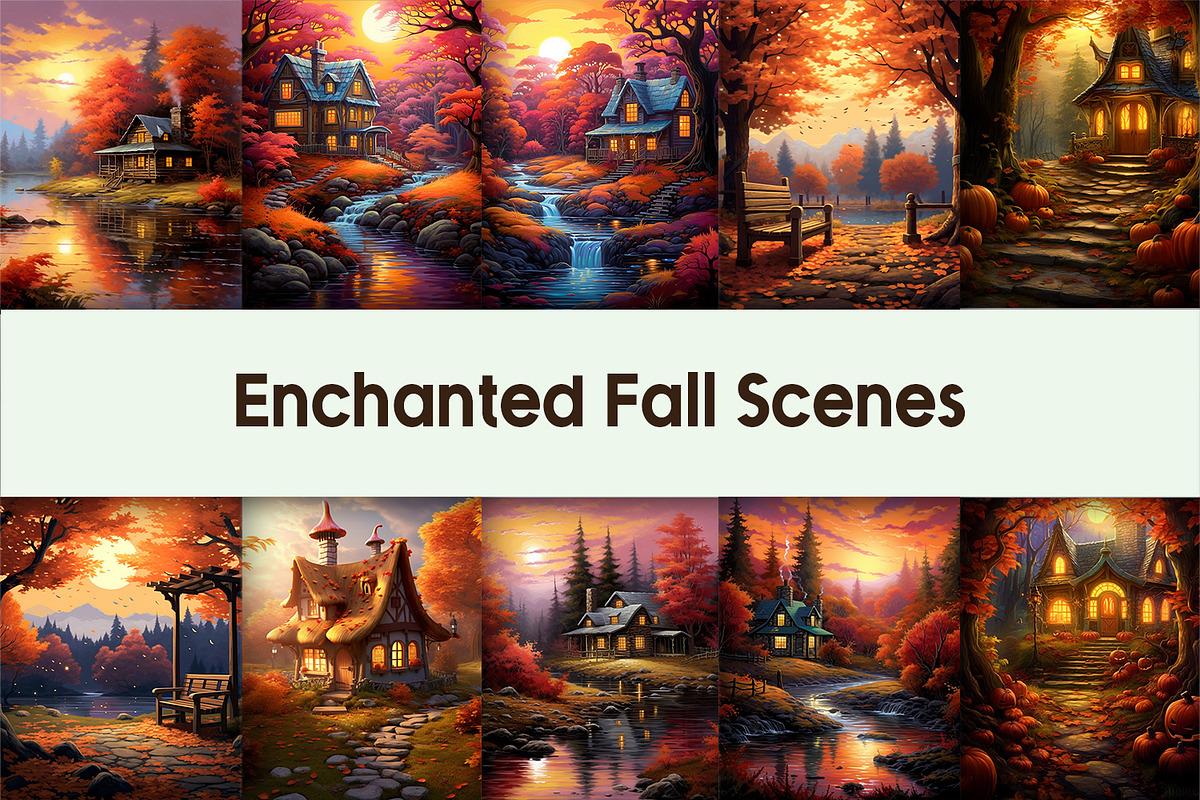 Enchanted Fall Scenes Background, a Background Graphic by AdriOP