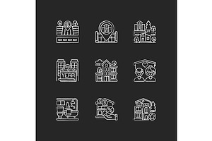 House Services Chalk White Icons Set