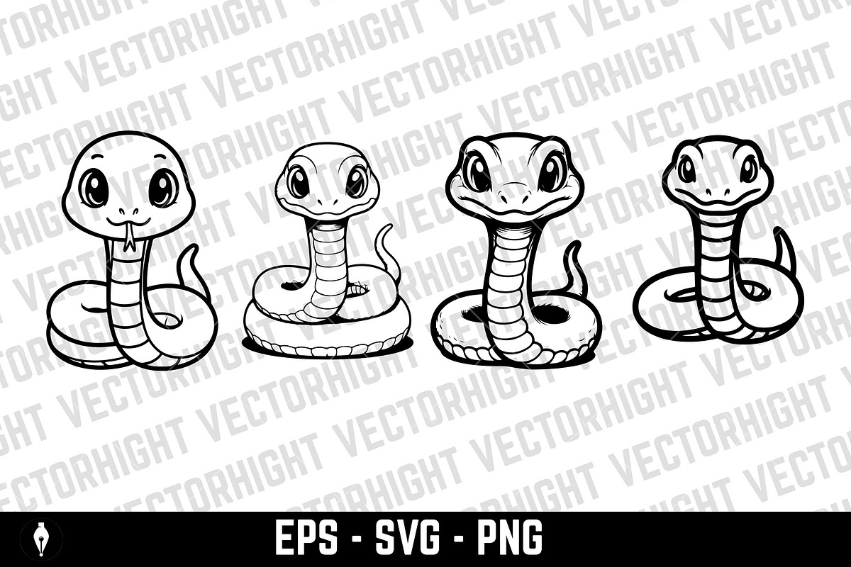 Cute happy friendly cartoon snake, an Animal Illustration by Vectorhight (Photo 3 of 7)