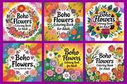 Boho Flowers Coloring Pages, a Decorative Illustration by Design Station (Thumbnail 4 of 5)