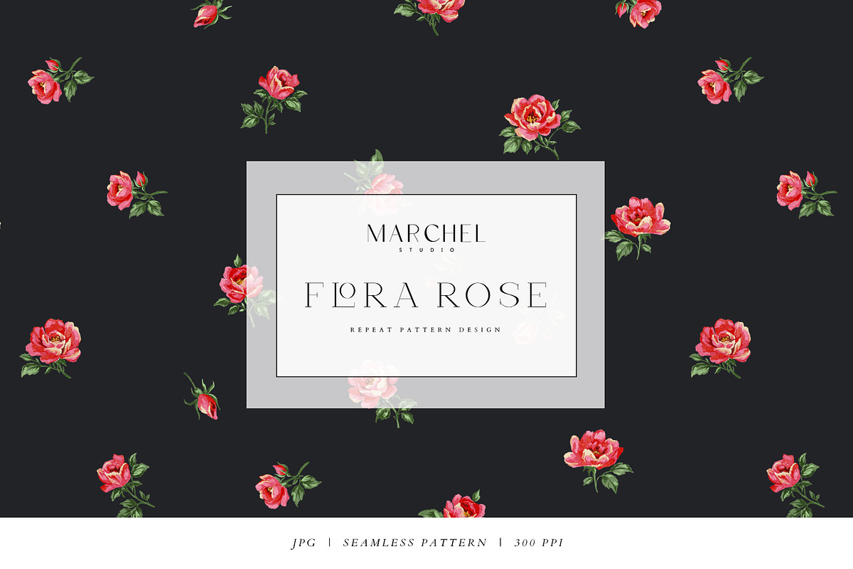 Flora Rose, Watercolor Floral Roses, a Pattern Graphic by Marchel Studio (Photo 1 of 3)