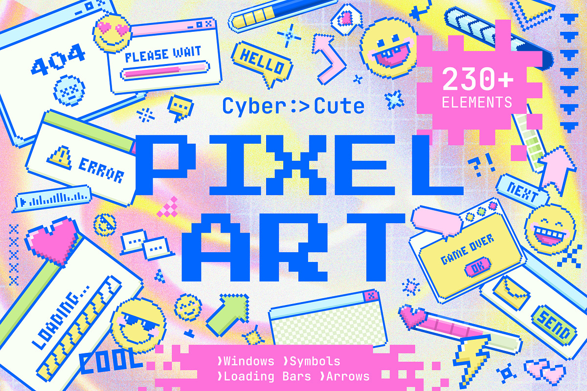Cyber Cute: 230+ Pixel Art Elements, an Object Graphic by IuliiaSavko (Photo 1 of 9)