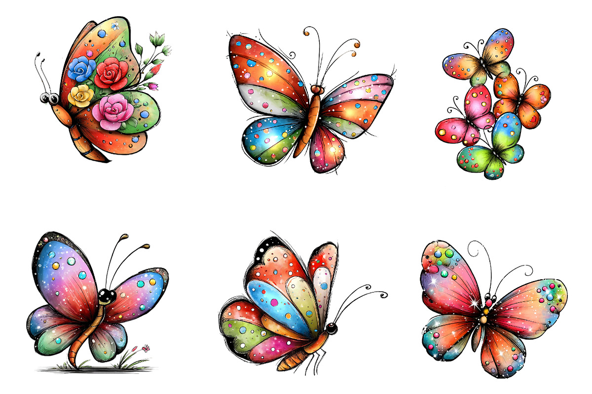 Whimsical buterfly clipart, an Illustration by CreationArt (Photo 2 of 5)