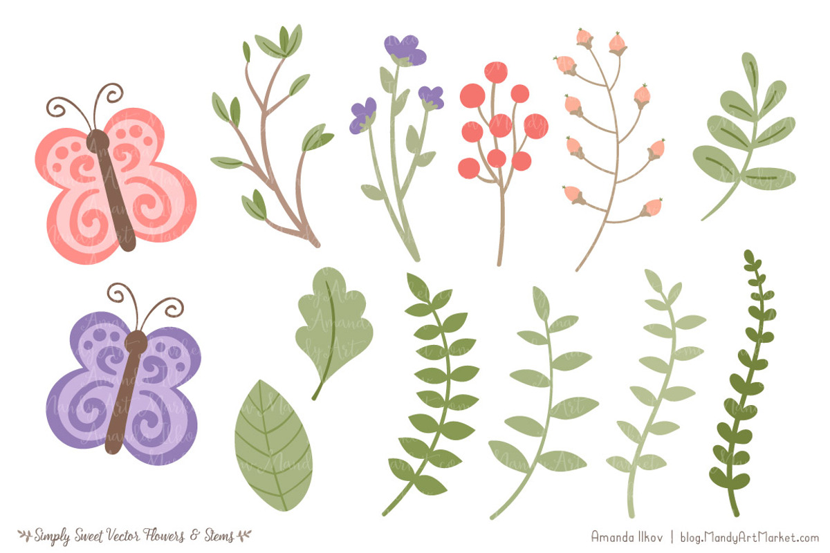 Wildflowers Vector Clipart, an Illustration by Amanda Ilkov (Photo 4 of 4)