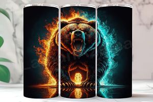 Flaming Beast Bear Power Tumbler, an Arts & Entertainment Photo by LamanAzalea