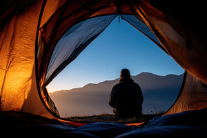 View from inside the tent at sunrise, a Photo by Beautiful things